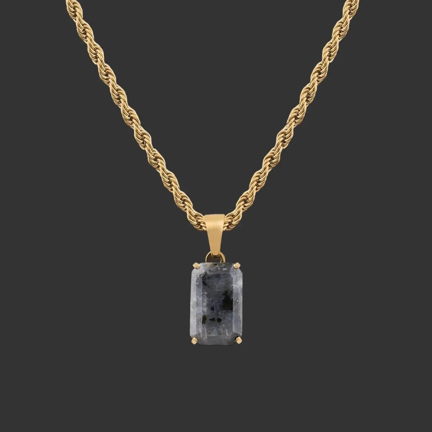 Alvora Aurelium – Black Spectrolite | 18K Gold & Silver Pendant