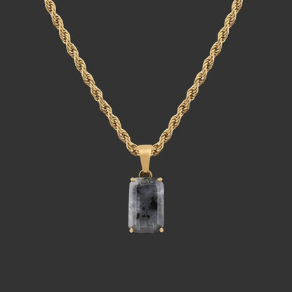 Alvora Aurelium – Black Spectrolite | 18K Gold & Silver Pendant