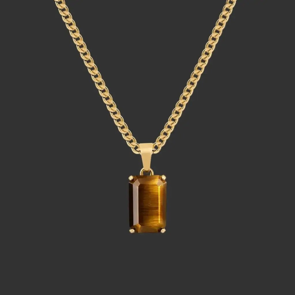Alvora Aurelium – Tiger Eye | Natural Stone Pendant in 18K Gold