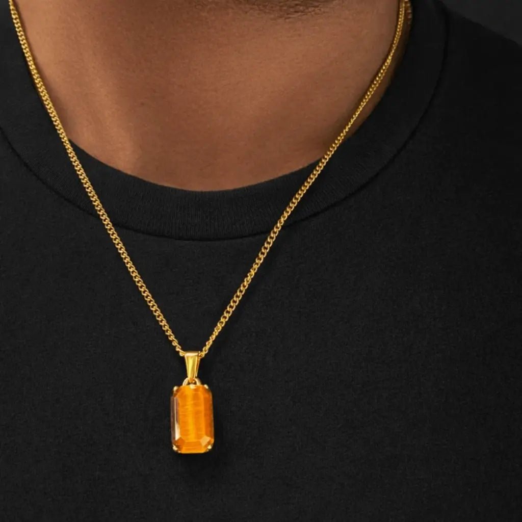 Alvora Aurelium – Tiger Eye | Natural Stone Pendant in 18K Gold
