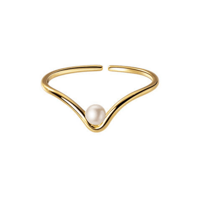 Aureva Ring – 18K Gold& Silver Pearl Adjustable Ring