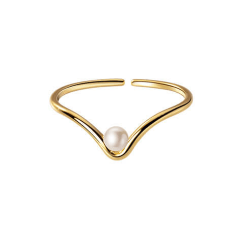 Aureva Ring – 18K Gold& Silver Pearl Adjustable Ring