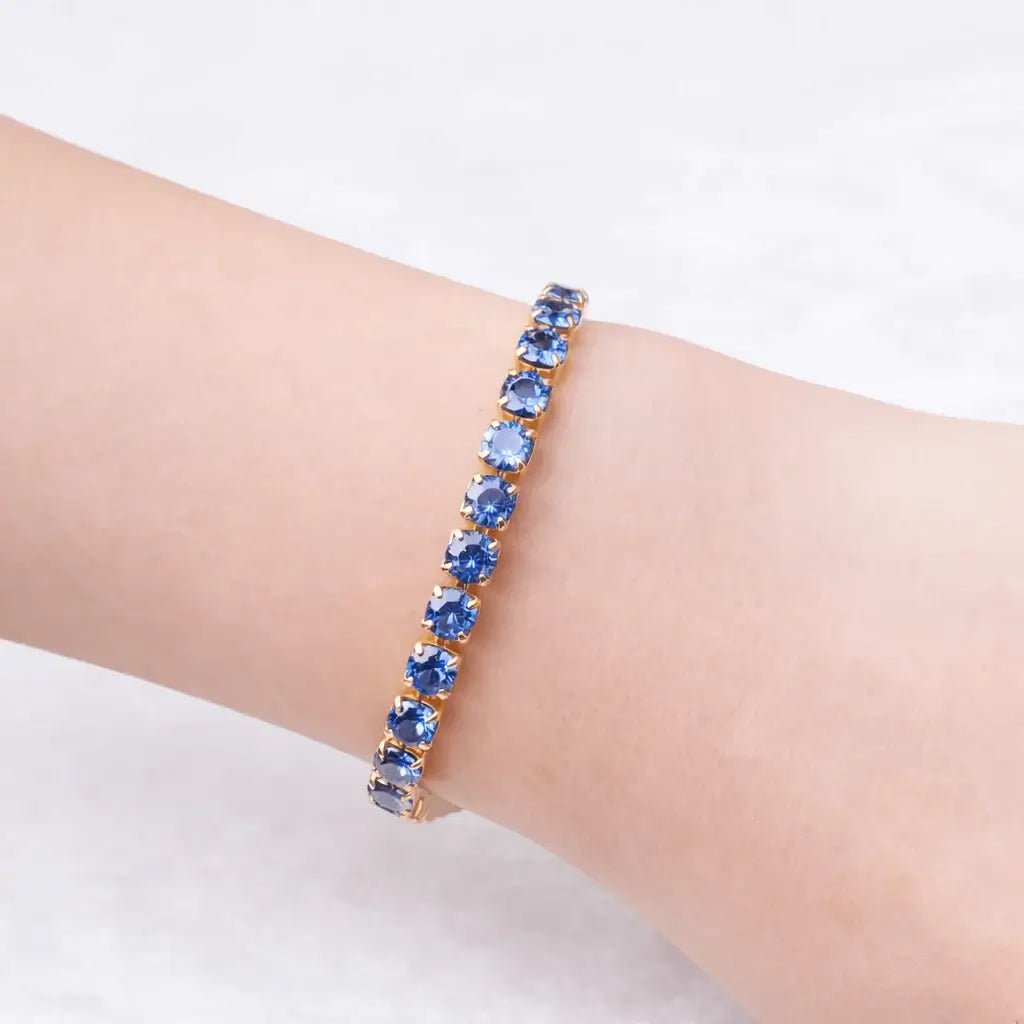 Alvora Aurevia Azure | 5mm Blue CZ Tennis Bracelet – Gold Jewelry