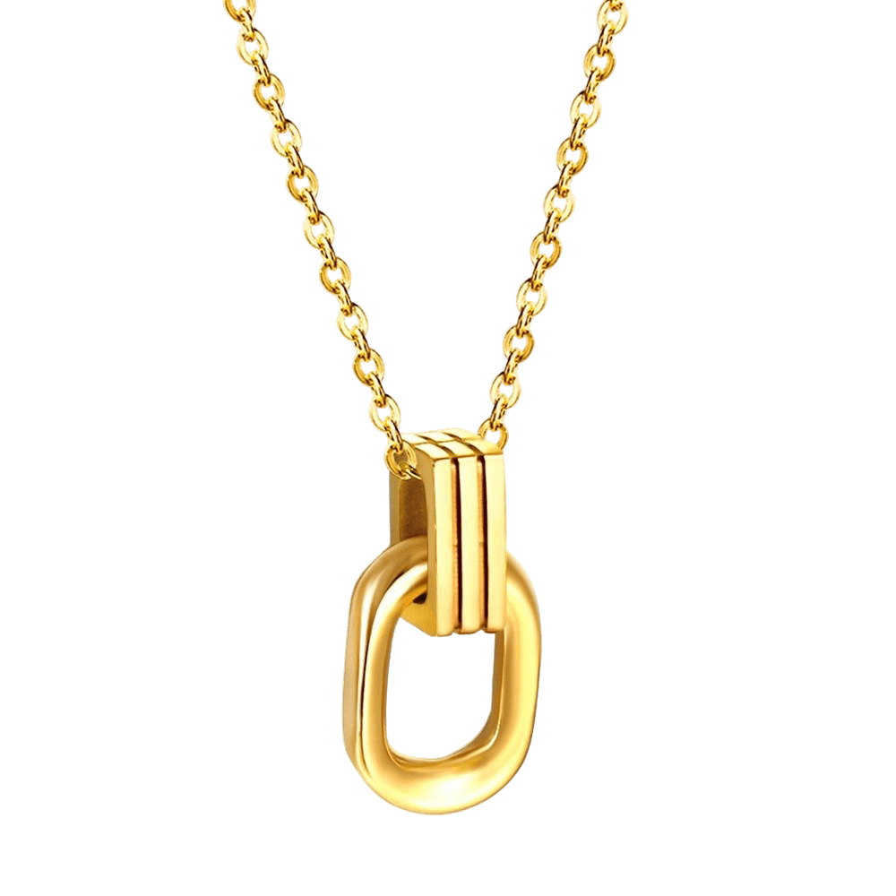 Auryn Necklace – Bold Gold Link Necklace with Modern Stacked Design