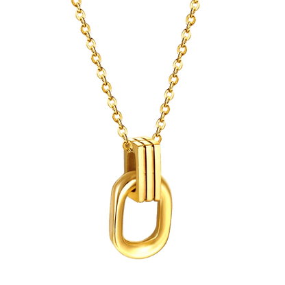 Auryn Necklace – Bold Gold Link Necklace with Modern Stacked Design