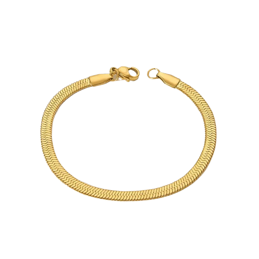 Avenyx Bracelet – 18K Gold Plated Flat Snake Chain Bracelet
