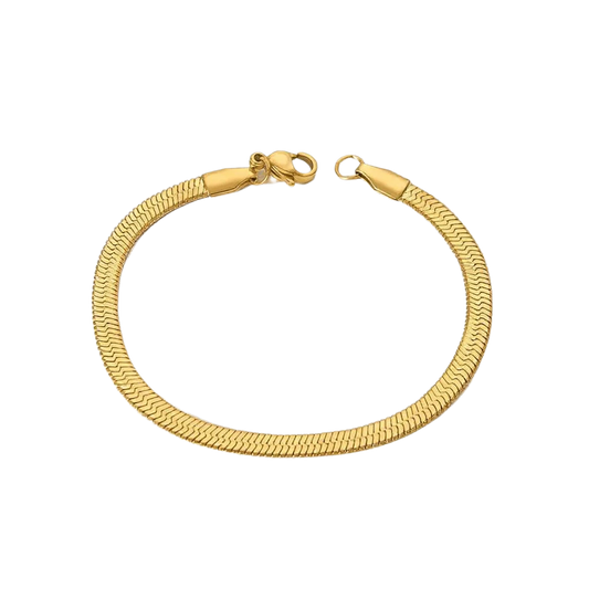Avenyx Bracelet – 18K Gold Plated Flat Snake Chain Bracelet