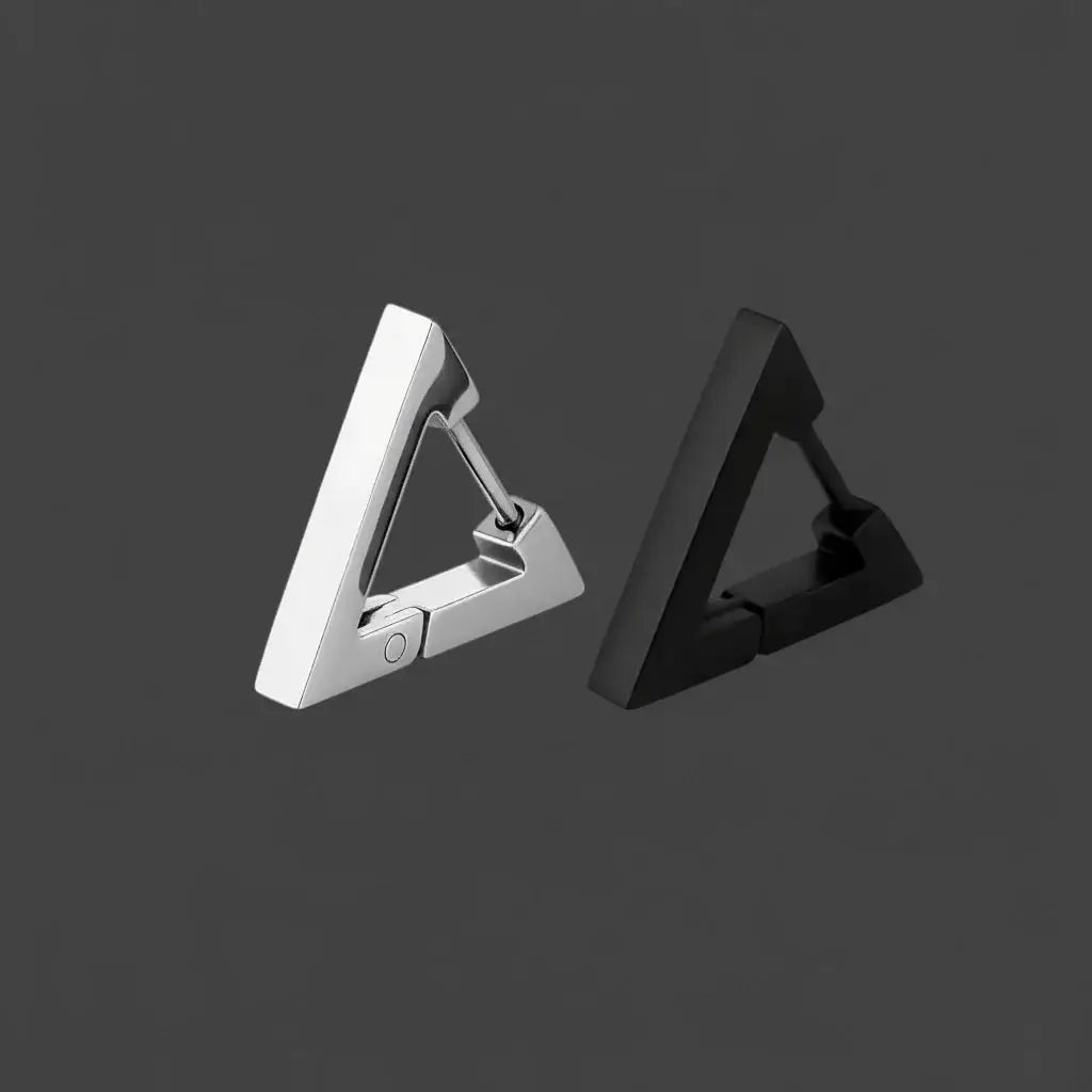 Alvora Axen Triangle Geometry Earrings – Cyber-Punk Stainless Steel Jewelry