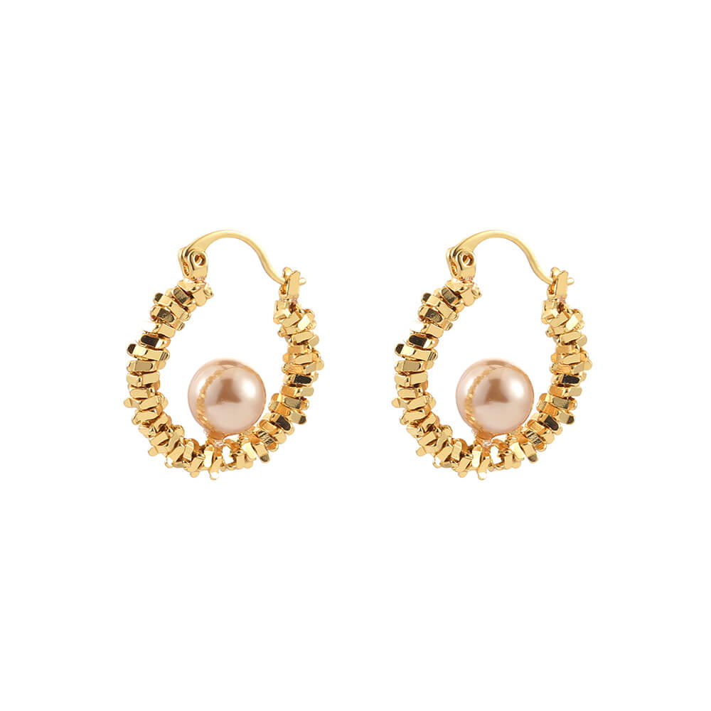 Bellamy – Gold&Silver Hoop Earrings with Pearl Elegance