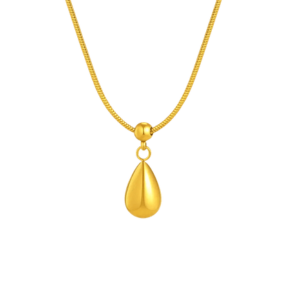 Alvora Bellora 18K gold waterproof, skin-friendly, tarnish-free modern drop necklace on a snake chain