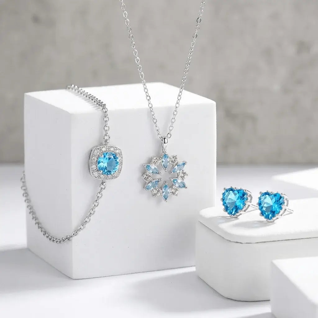 Glacial Blue Bundle | Silver Blue Jewellery Set