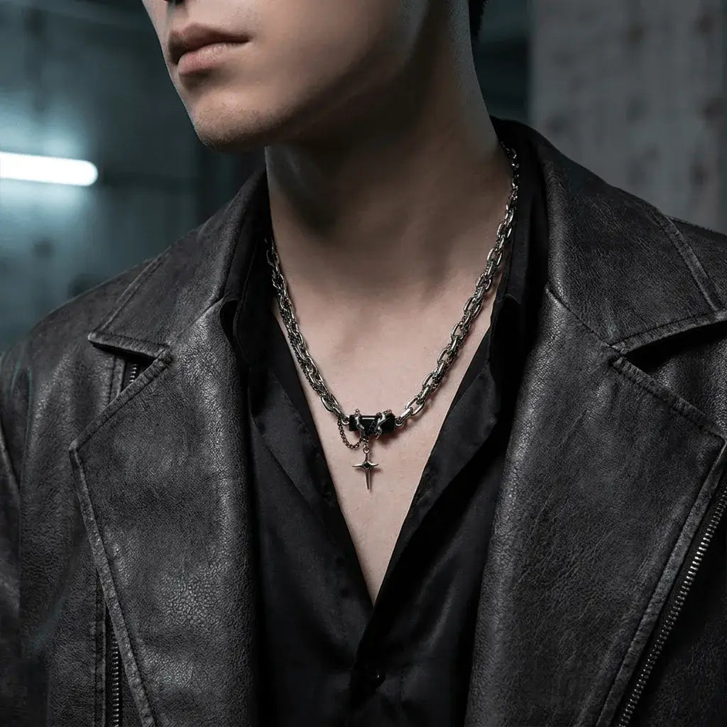 Vanta Onyx Star Necklace silver and black chain necklace with star charm