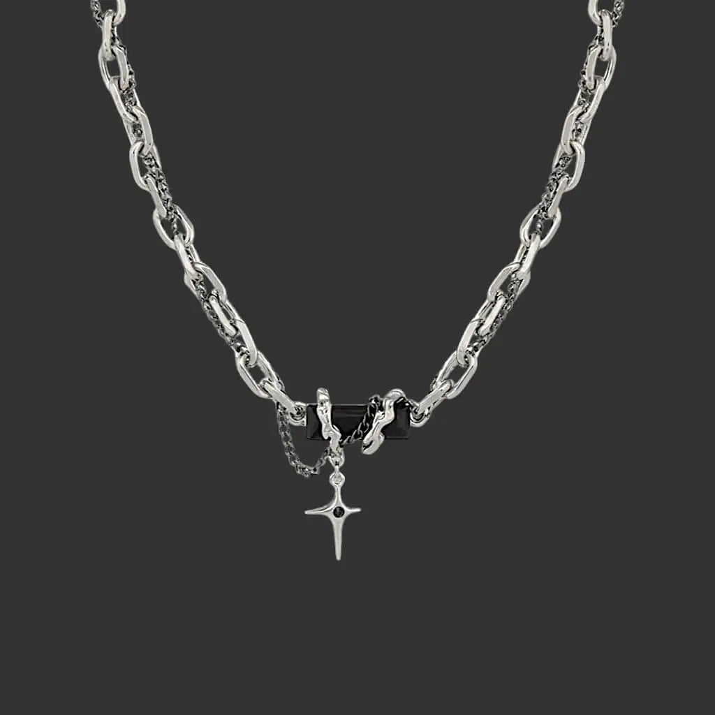 Vanta Onyx Star Necklace silver and black chain necklace with star charm