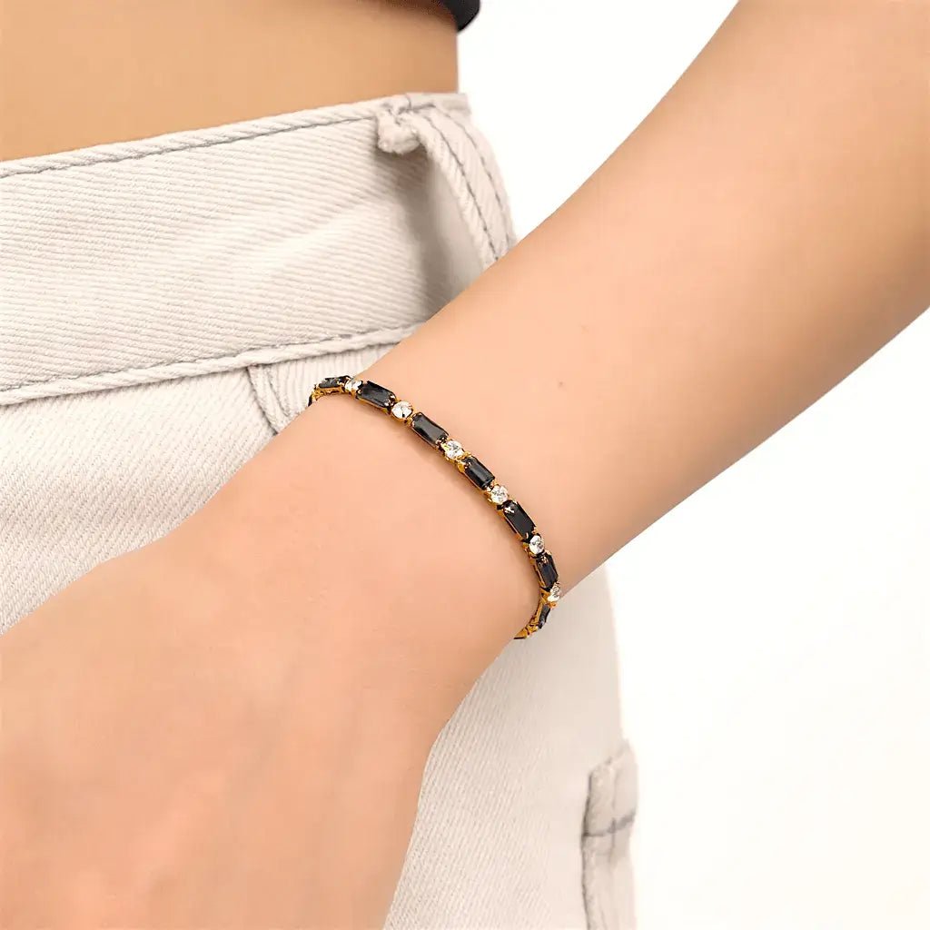 Alvora Blarora Black & Gold Tennis Bracelet – Minimal Modern Luxury Jewelry