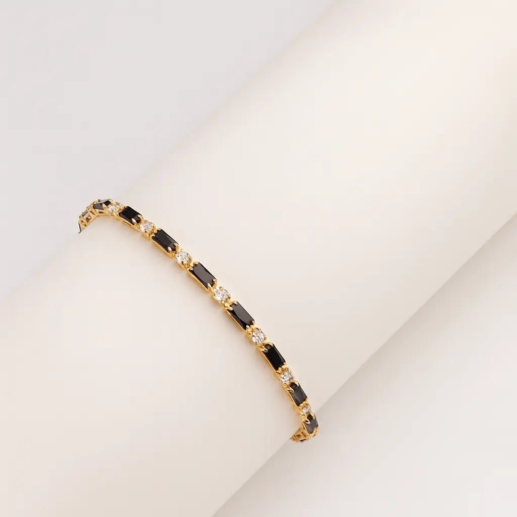 Alvora Blarora Black & Gold Tennis Bracelet – Minimal Modern Luxury Jewelry