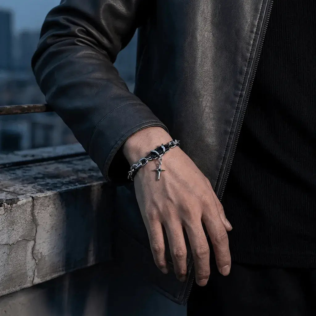 Vanta Onyx Star I silver and black bracelet 