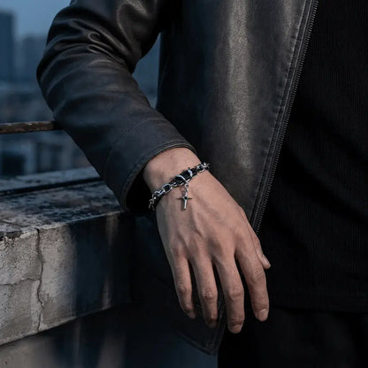 Vanta Onyx Star I silver and black bracelet 