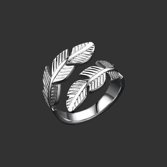 Caelora Feather Silver – Waterproof Adjustable Feather Ring