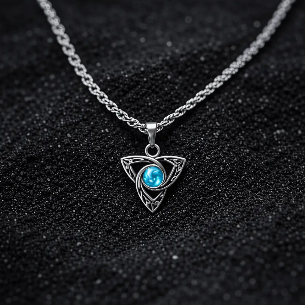 Alvora Caelwyn Moonstone Necklace for Men | Viking-Celtic Triquetra Jewellery