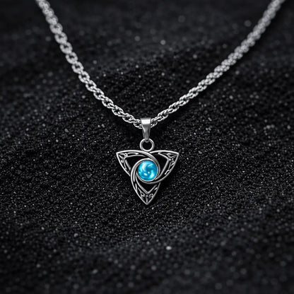 Alvora Caelwyn Moonstone Necklace for Men | Viking-Celtic Triquetra Jewellery