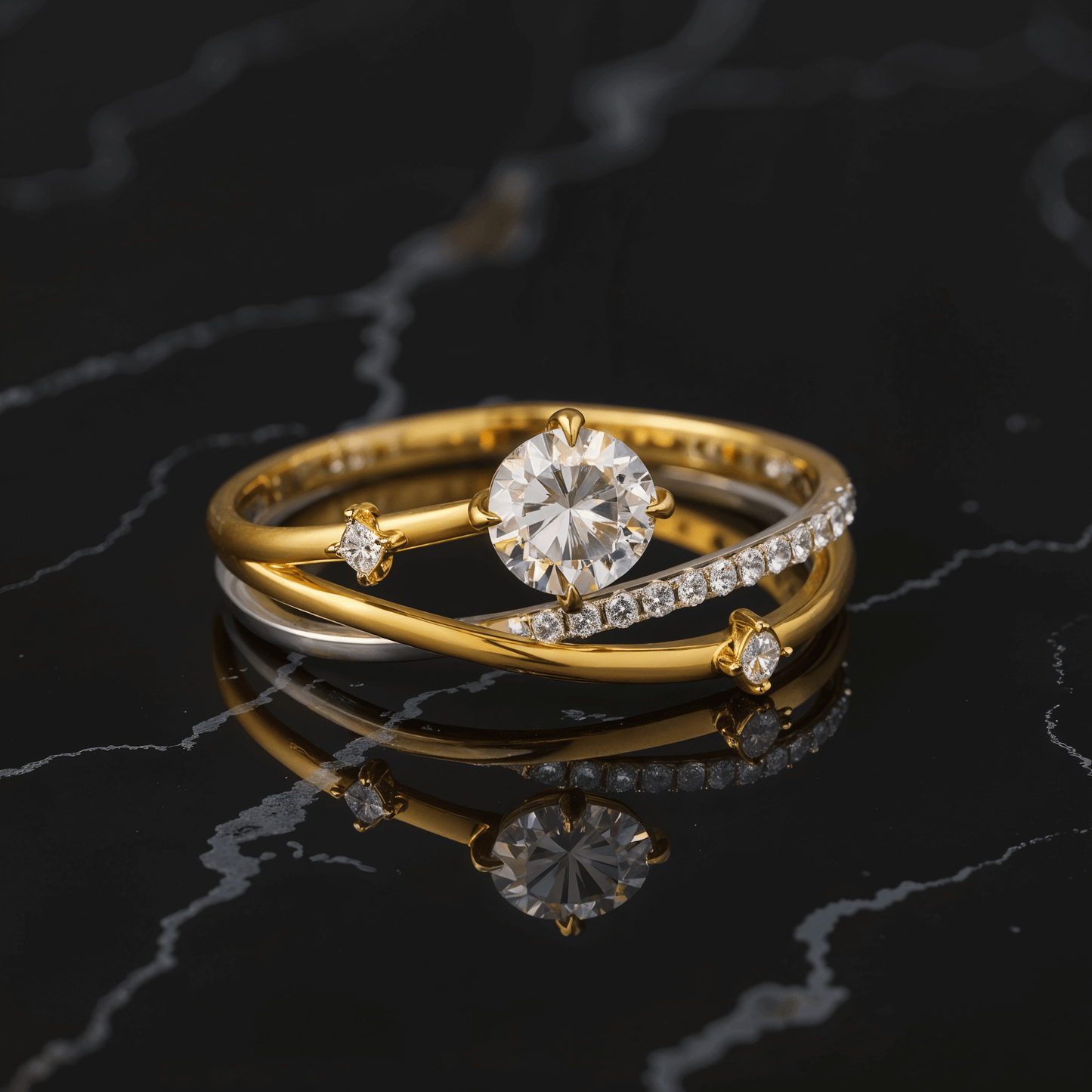 Celestara Silver, 18K Gold Plated, 1.0ct Moissanite Ring - Alvora