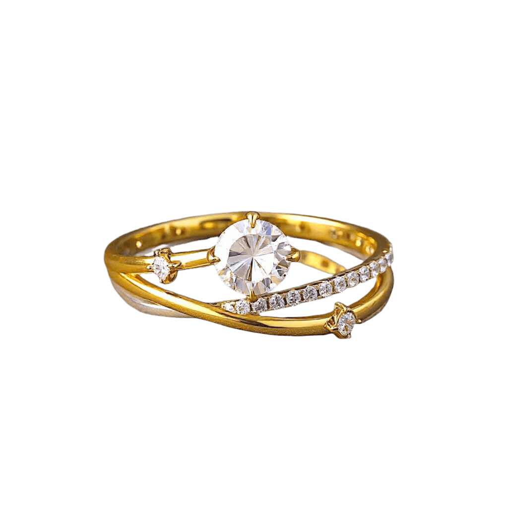 Celestara Moissanite Ring – 18K Gold Plated Celestial Jewellery | Alvora