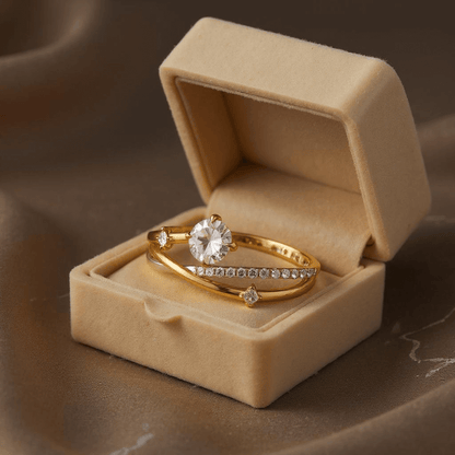 Celestara Silver, 18K Gold Plated, 1.0ct Moissanite Ring - Alvora