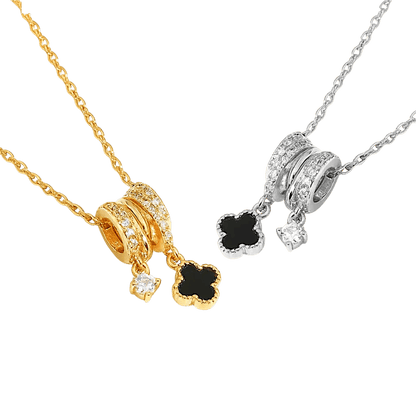 Alvora Cloravie Black Clover Necklace – Gold & Silver Waterproof Jewelry
