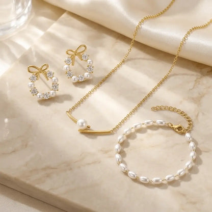 Pearl Radiance Bundle | Gold Pearl Jewellery Set