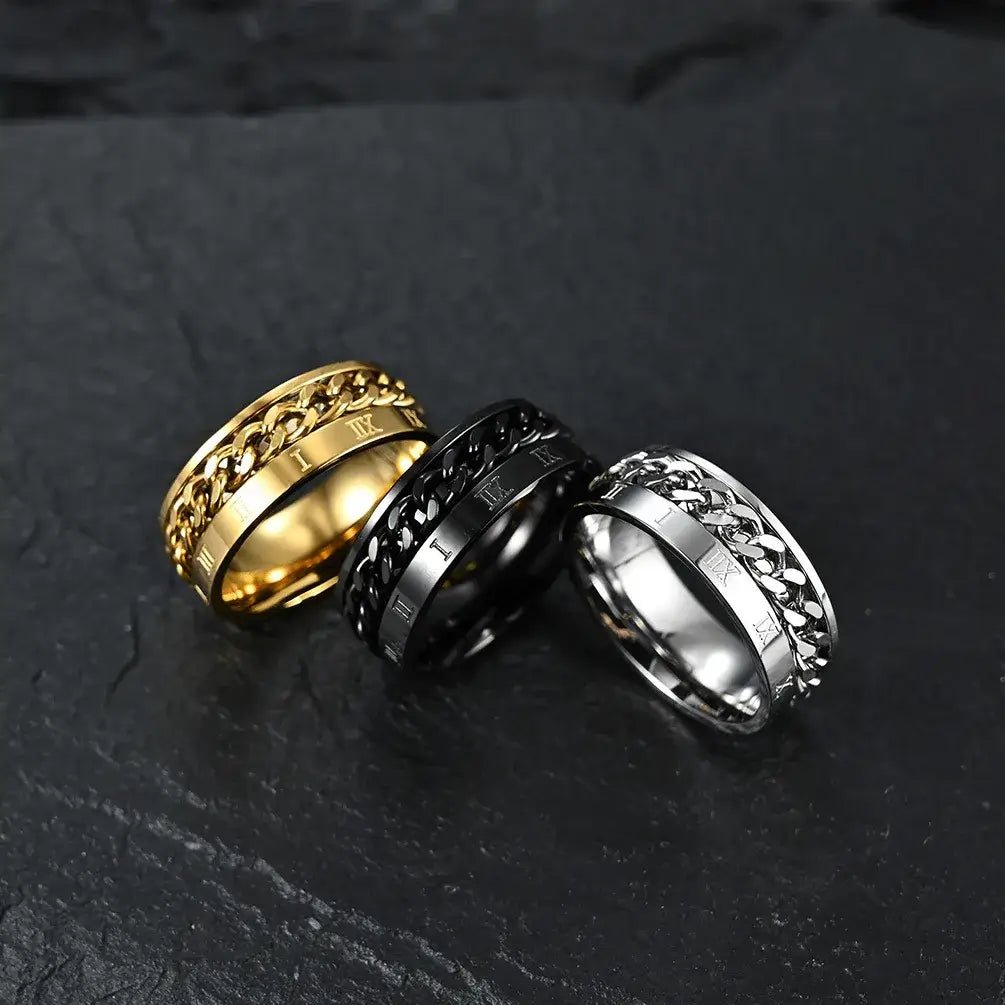 Alvora Dominium | Roman Numeral Anti-Anxiety Stainless Steel Ring