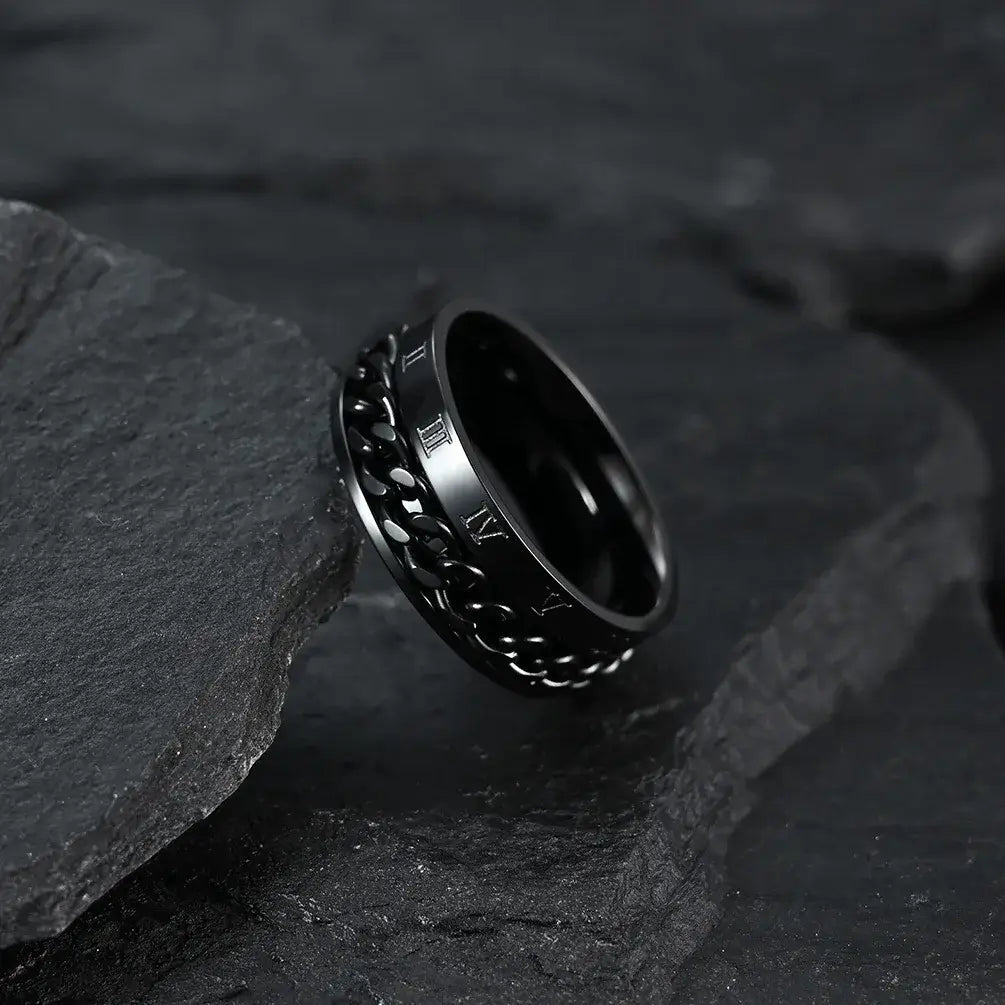 Alvora Dominium | Roman Numeral Anti-Anxiety Stainless Steel Ring