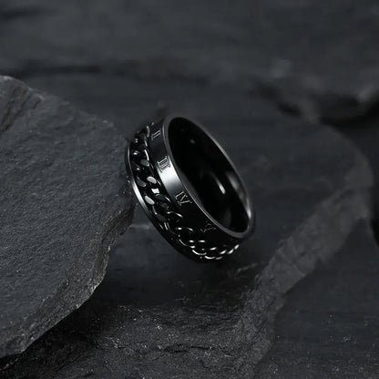 Alvora Dominium | Roman Numeral Anti-Anxiety Stainless Steel Ring