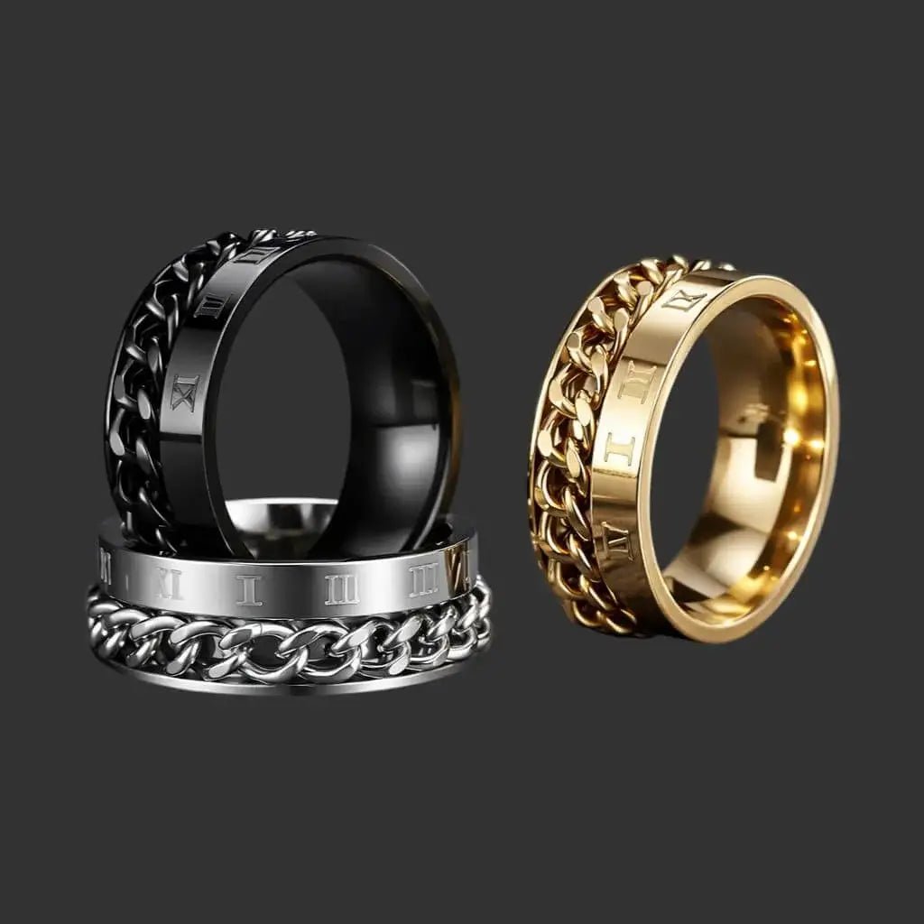 Alvora Dominium | Roman Numeral Anti-Anxiety Stainless Steel Ring