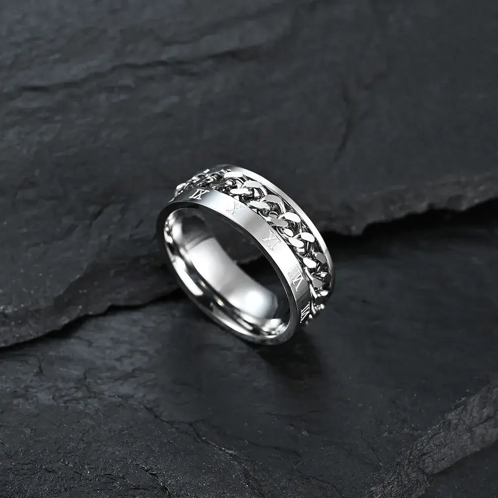 Alvora Dominium | Roman Numeral Anti-Anxiety Stainless Steel Ring