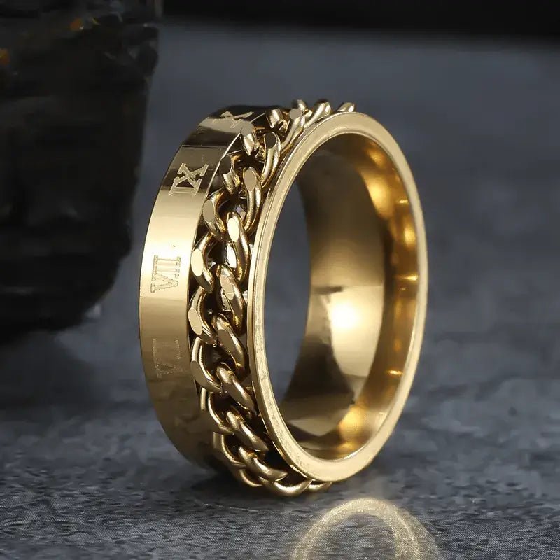 Alvora Dominium | Roman Numeral Anti-Anxiety Stainless Steel Ring