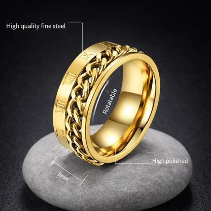 Alvora Dominium | Roman Numeral Anti-Anxiety Stainless Steel Ring