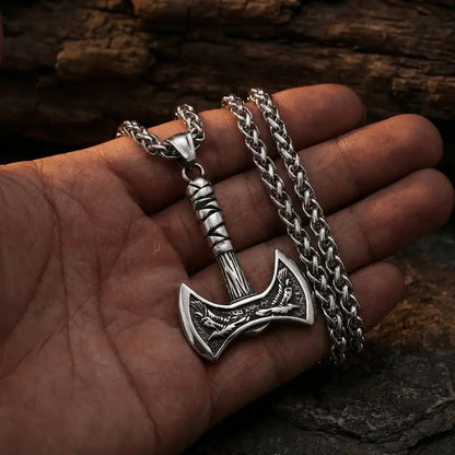 Draxil Twin Axe Pendant | Stainless Steel Nordic Jewelry