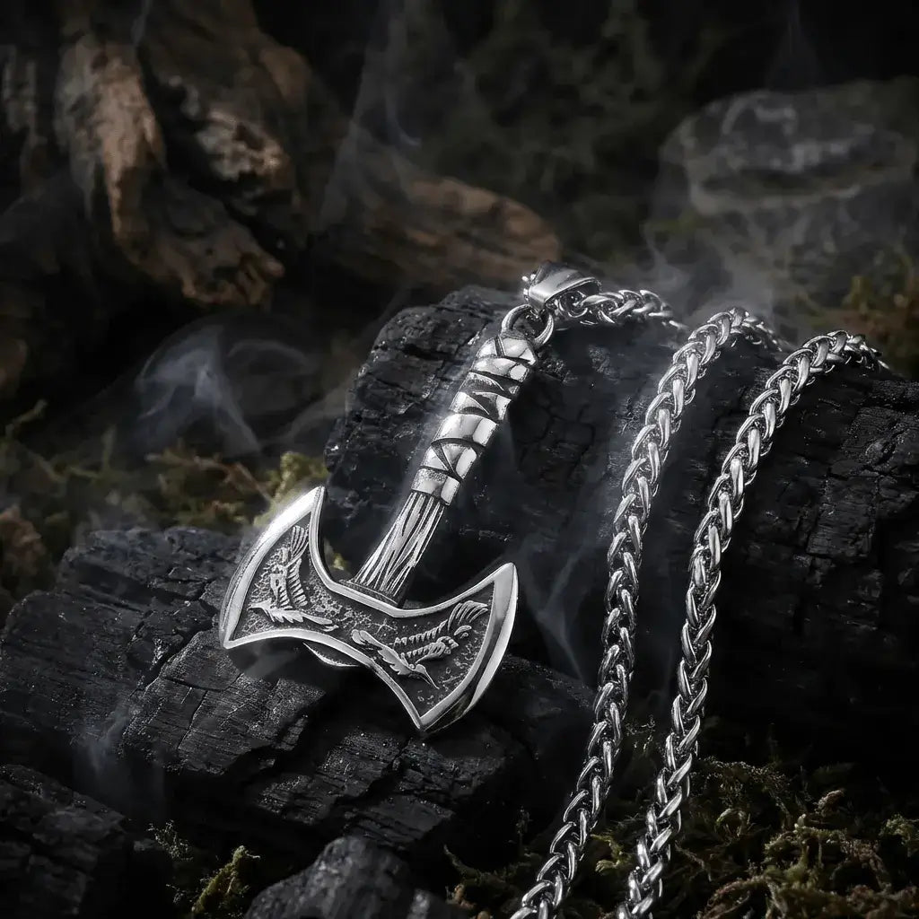 Draxil Twin Axe Pendant | Stainless Steel Nordic Jewelry