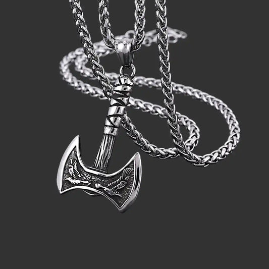 Draxil Twin Axe Pendant | Stainless Steel Nordic Jewelry