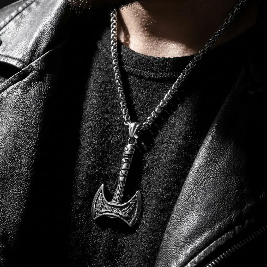 Draxil Twin Axe Pendant | Stainless Steel Nordic Jewelry