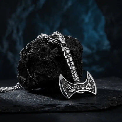 Draxil Twin Axe Pendant | Stainless Steel Nordic Jewelry