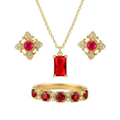 Ruby Passion Bundle | Gold Ruby Jewellery Set