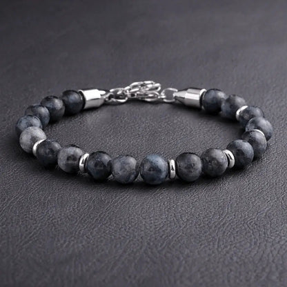 Alvora Echelon – Onyx Mist | Men’s Stone Bracelet 8mm Adjustable