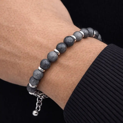 Alvora Echelon – Onyx Mist | Men’s Stone Bracelet 8mm Adjustable