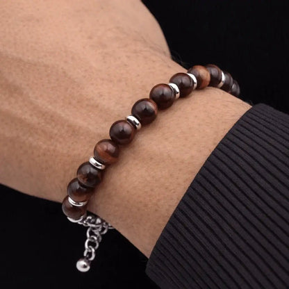 Alvora Echelon – Red Tiger Eye | Men’s Stone Bracelet