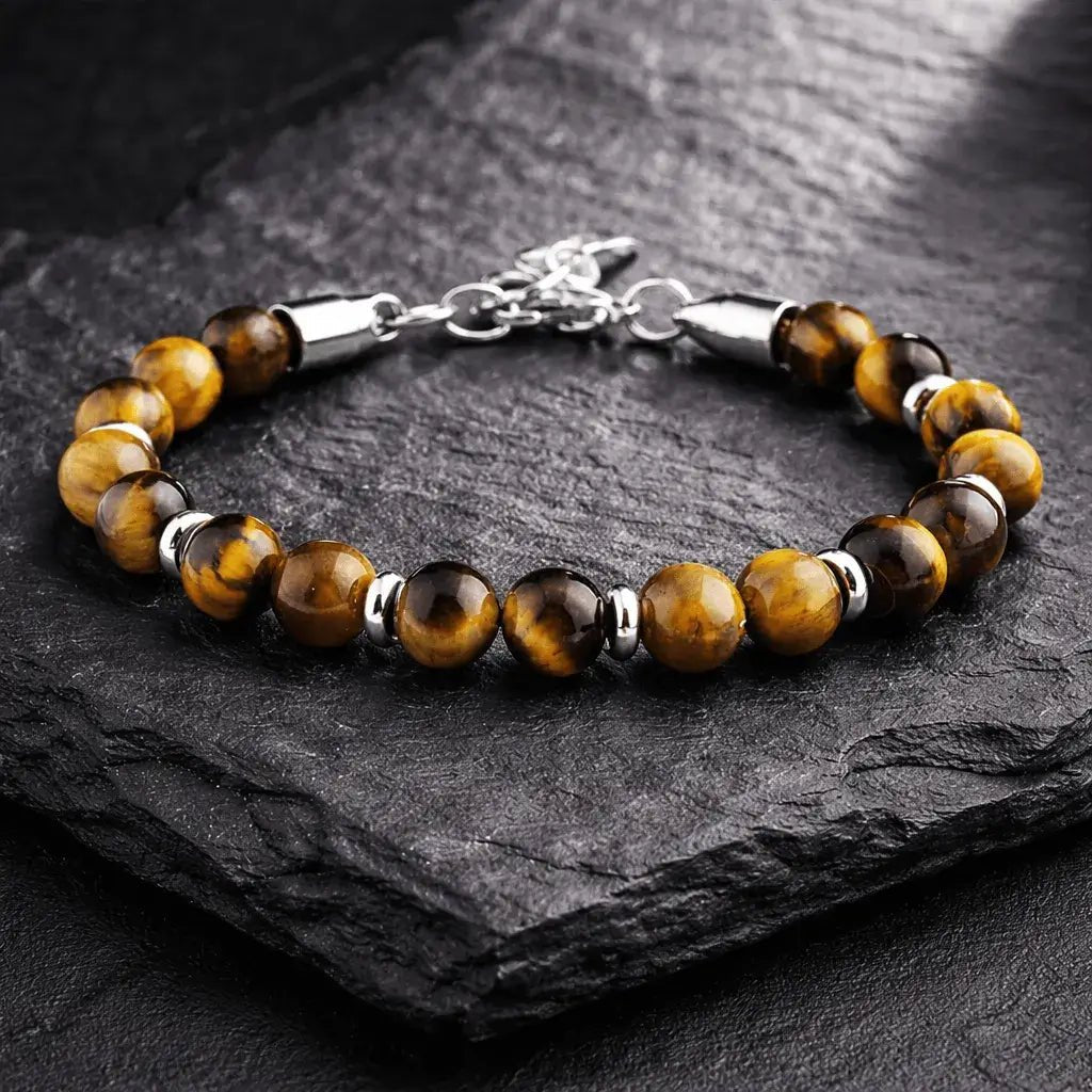 Alvora Echelon – Yellow Tiger Eye | Men’s Stone Beaded Bracelet