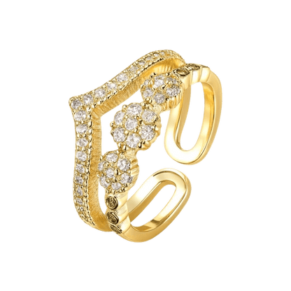 Edenel Gold Ring – Floral Cluster Crystal Statement Jewelry