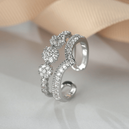 Edenel Gold Ring – Floral Cluster Crystal Statement Jewelry