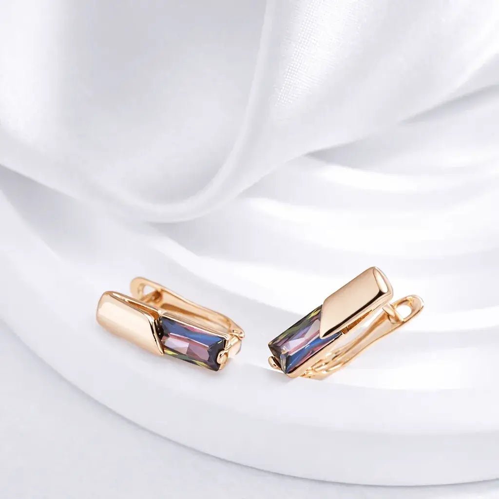 Alvora Alvora Elixson – Auralis E, Rose Gold Earrings with Colorful Zircon