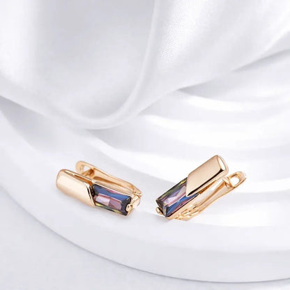 Alvora Alvora Elixson – Auralis E, Rose Gold Earrings with Colorful Zircon